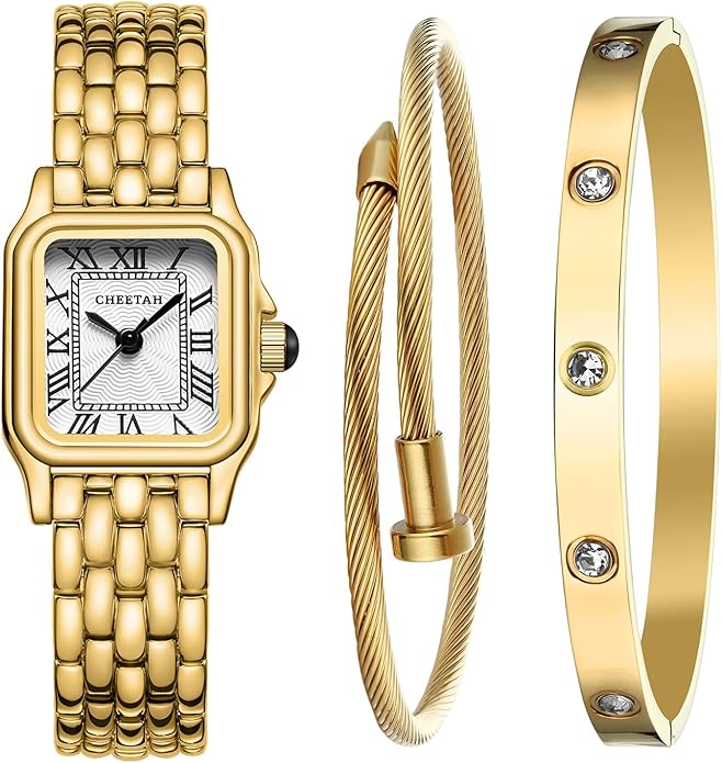 Women’s Gold Bangle Watch and Bracelet Set